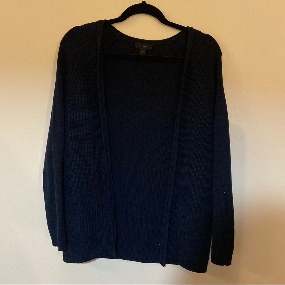 J Crew Navy Wool Cardigan